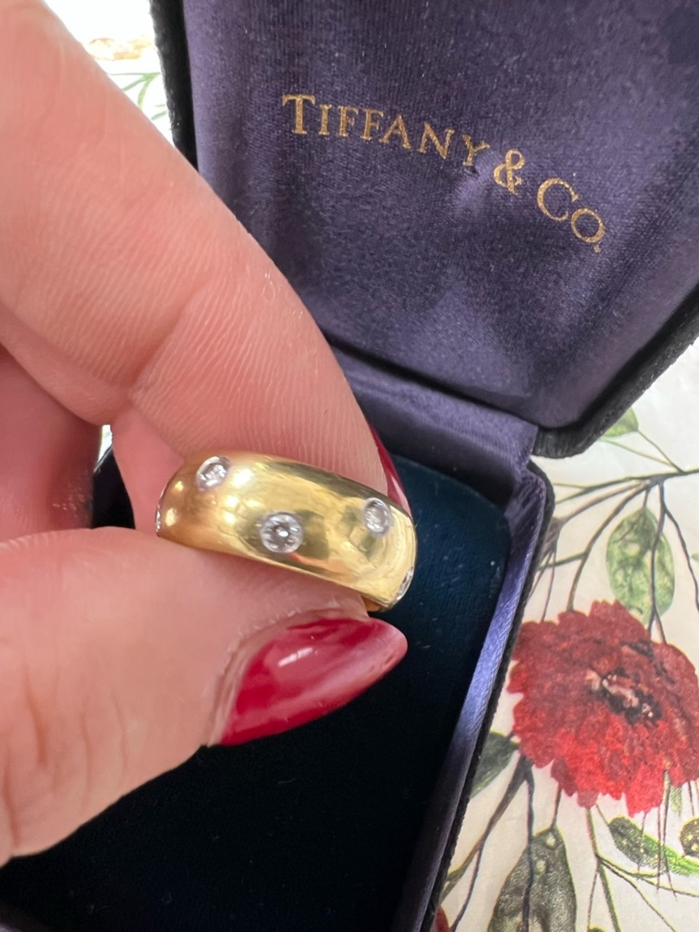 TIFFANY & Co. Etoile 18K Gold / Platinum  Diamond 8mm Band Ring 6- 6.25